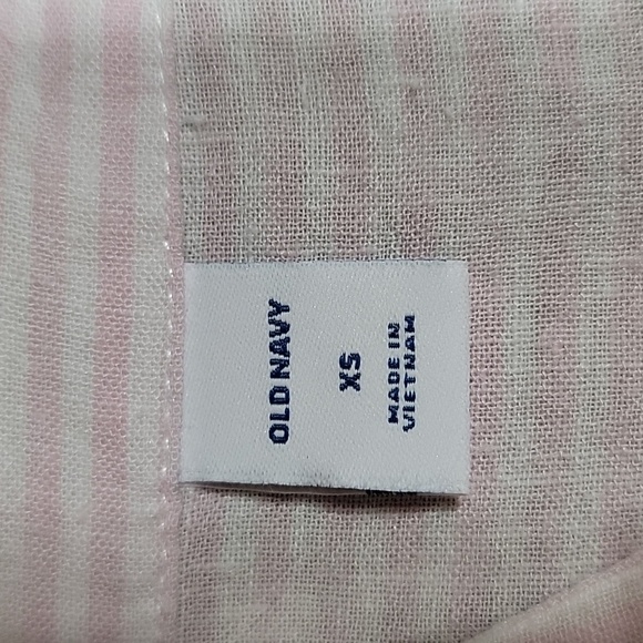 Old Navy Size XS Light Pink and White Stripe Linen Blend Long Sleeve Blouse - Picture 11 of 12
